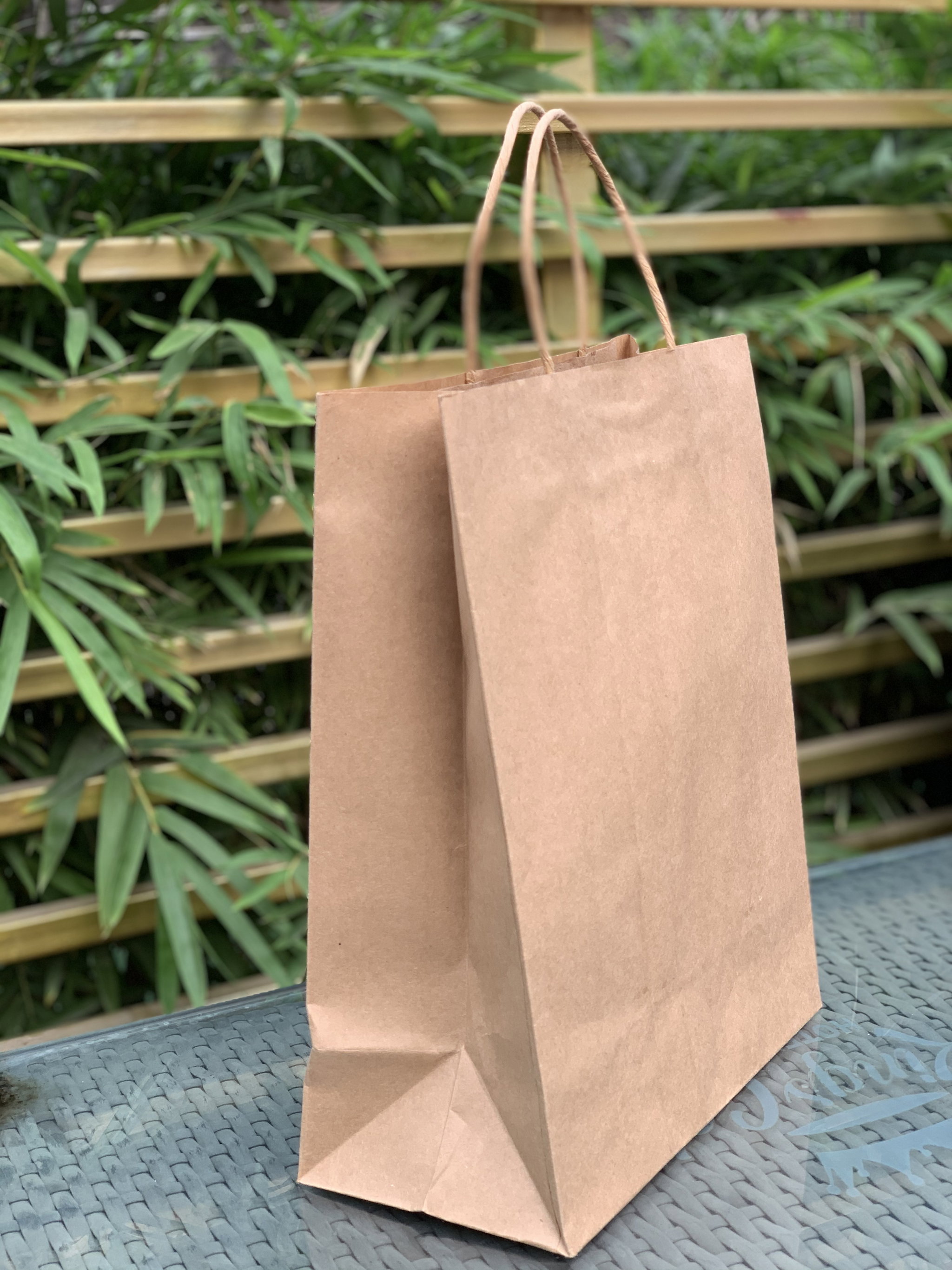 KRAFT DELIVERY TAKEOUT BAGS -15'' X 15'' X 7.5'' - BROWN - (WITH TWIST HANDLES) _2
