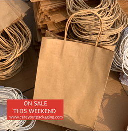 KRAFT DELIVERY TAKEOUT BAGS -15'' X 15'' X 7.5'' - BROWN - (WITH TWIST HANDLES) 