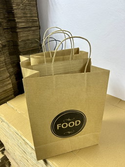 DELIVERY CARRIER BAGS - GENERIC DESIGN / “FOOD TO GO” BROWN & BLACK - WITH HANDLES) 