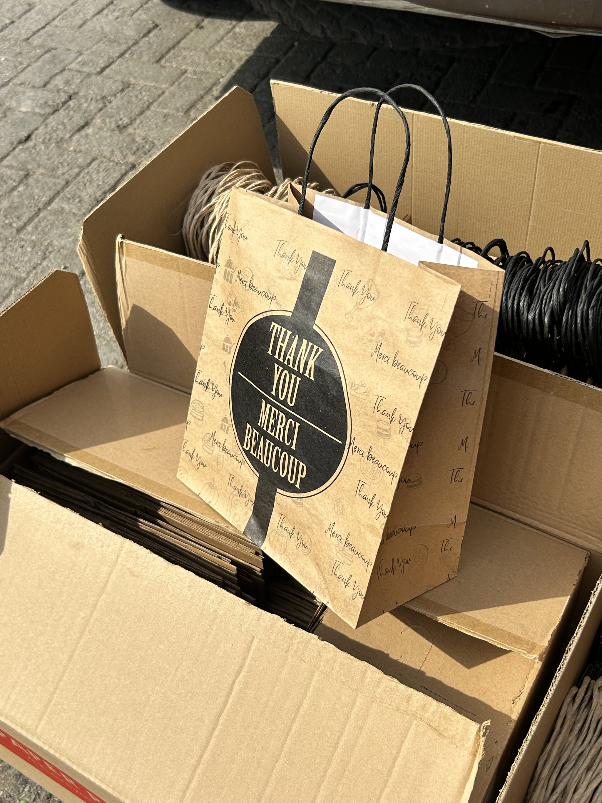 “THANK YOU” KRAFT DELIVERY CARRIER BAGS - 2 SIZES/RETAIL ( WITH HANDLES) _3