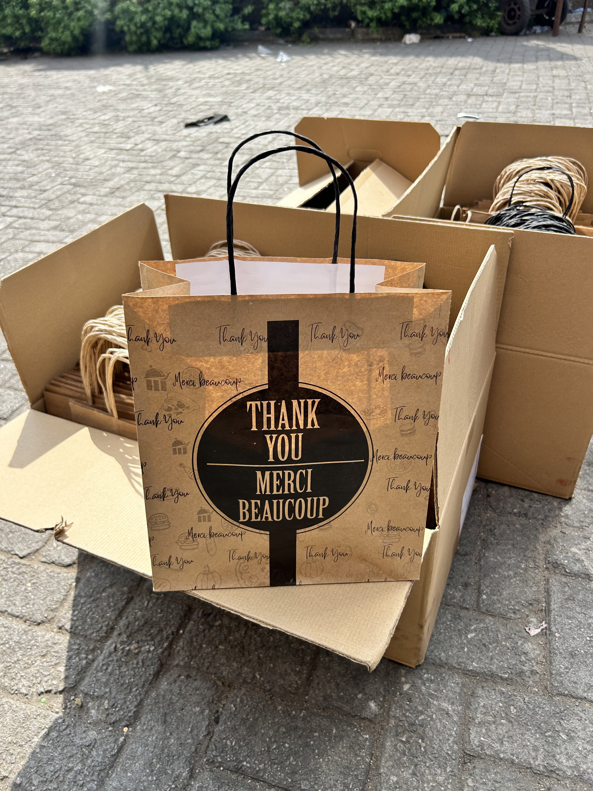 “THANK YOU” KRAFT DELIVERY CARRIER BAGS - 2 SIZES/RETAIL ( WITH HANDLES) _5