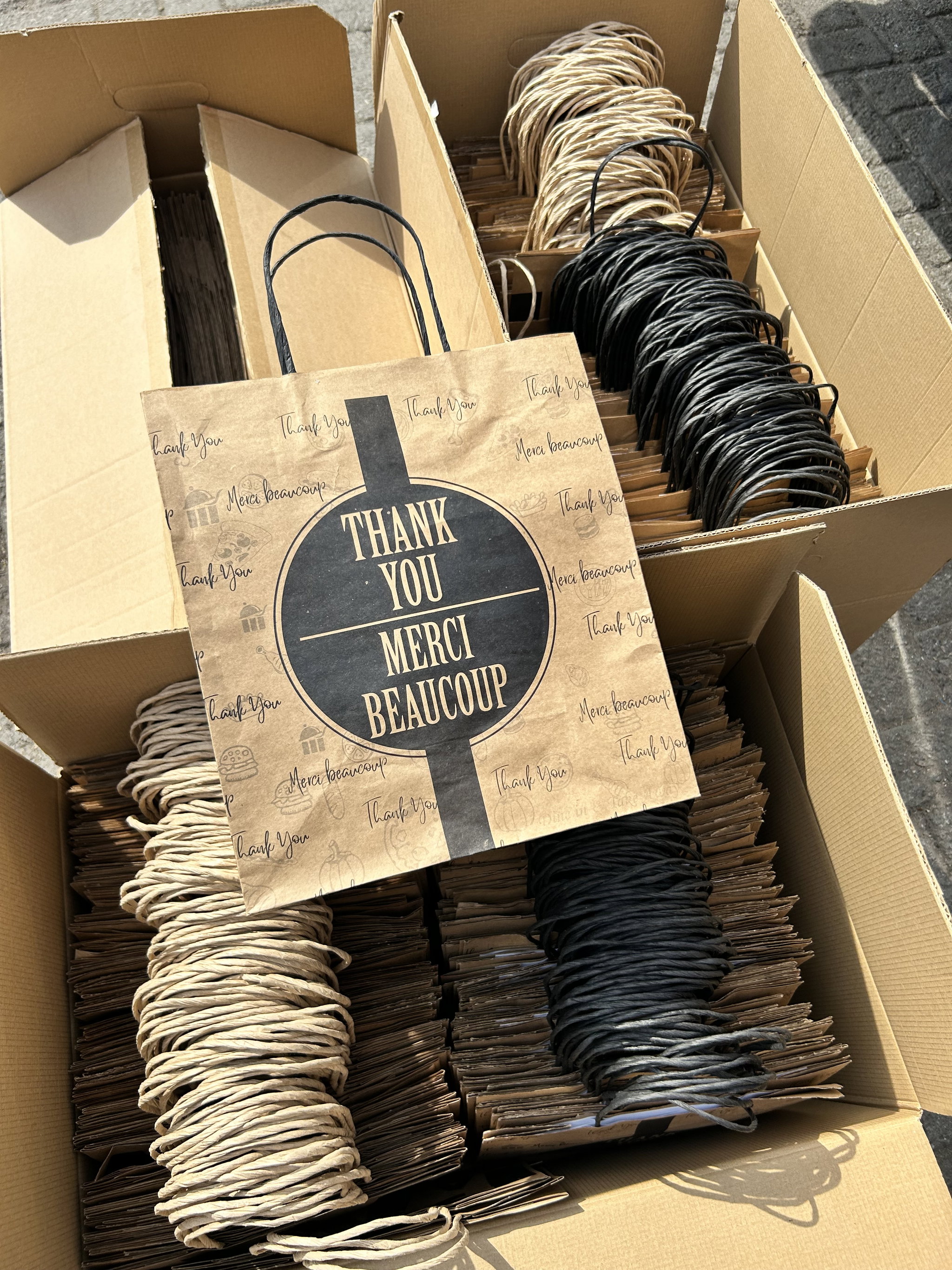 “THANK YOU” KRAFT DELIVERY CARRIER BAGS - 2 SIZES/RETAIL ( WITH HANDLES) _6