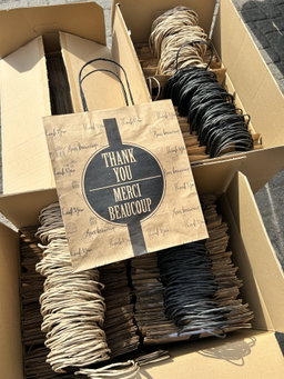 “THANK YOU” KRAFT DELIVERY CARRIER BAGS - 2 SIZES/RETAIL ( WITH HANDLES) 