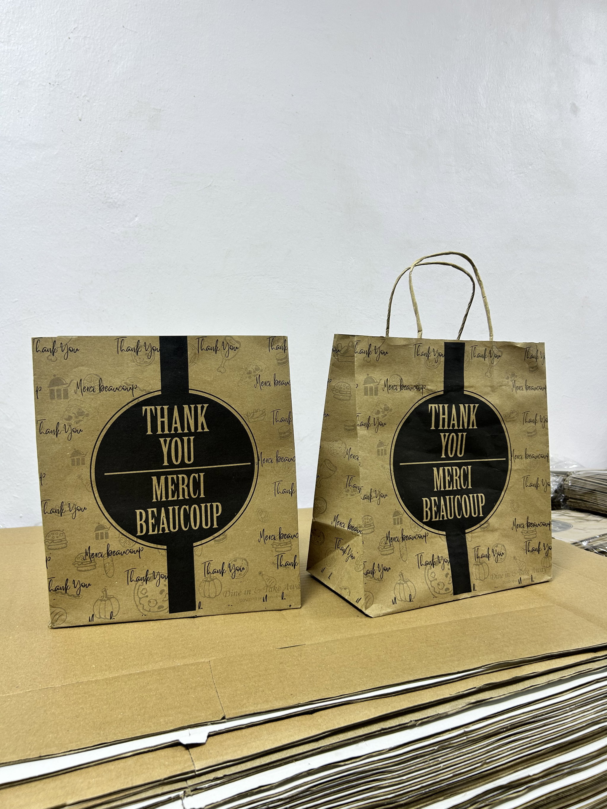 “THANK YOU” KRAFT DELIVERY CARRIER BAGS - 2 SIZES/RETAIL ( WITH HANDLES) _2