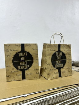 “THANK YOU” KRAFT DELIVERY CARRIER BAGS - 2 SIZES/RETAIL ( WITH HANDLES) 