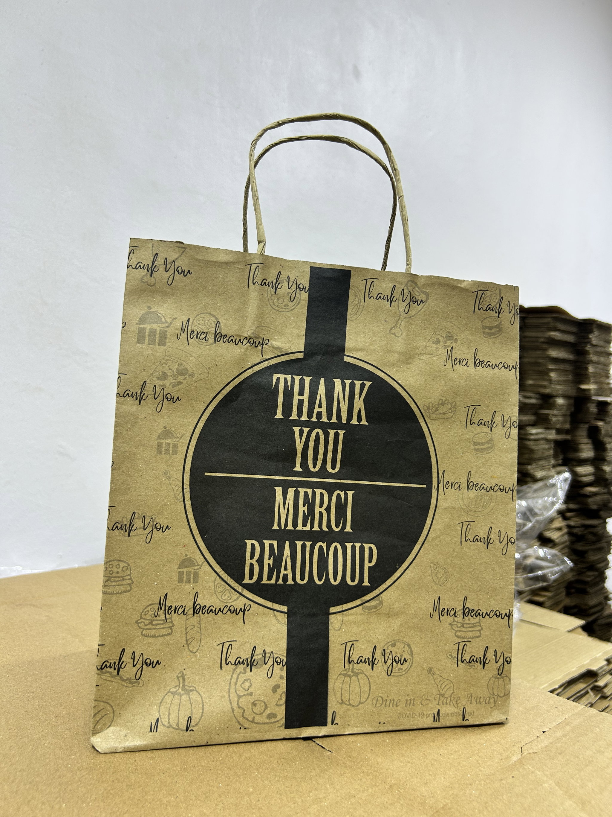 “THANK YOU” KRAFT DELIVERY CARRIER BAGS - 2 SIZES/RETAIL ( WITH HANDLES) _1