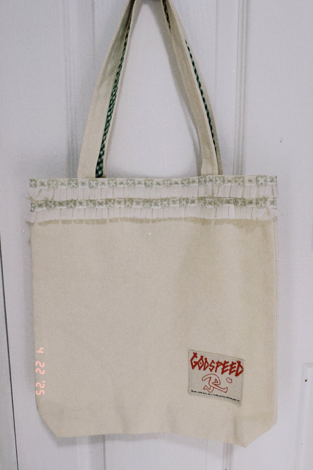 Tote Bag - Small - with Green ruffle