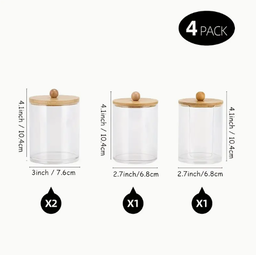 4pcs Contemporary Acrylic Jars with Wooden Lids