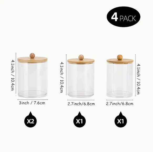 4pcs Contemporary Acrylic Jars with Wooden Lids_2