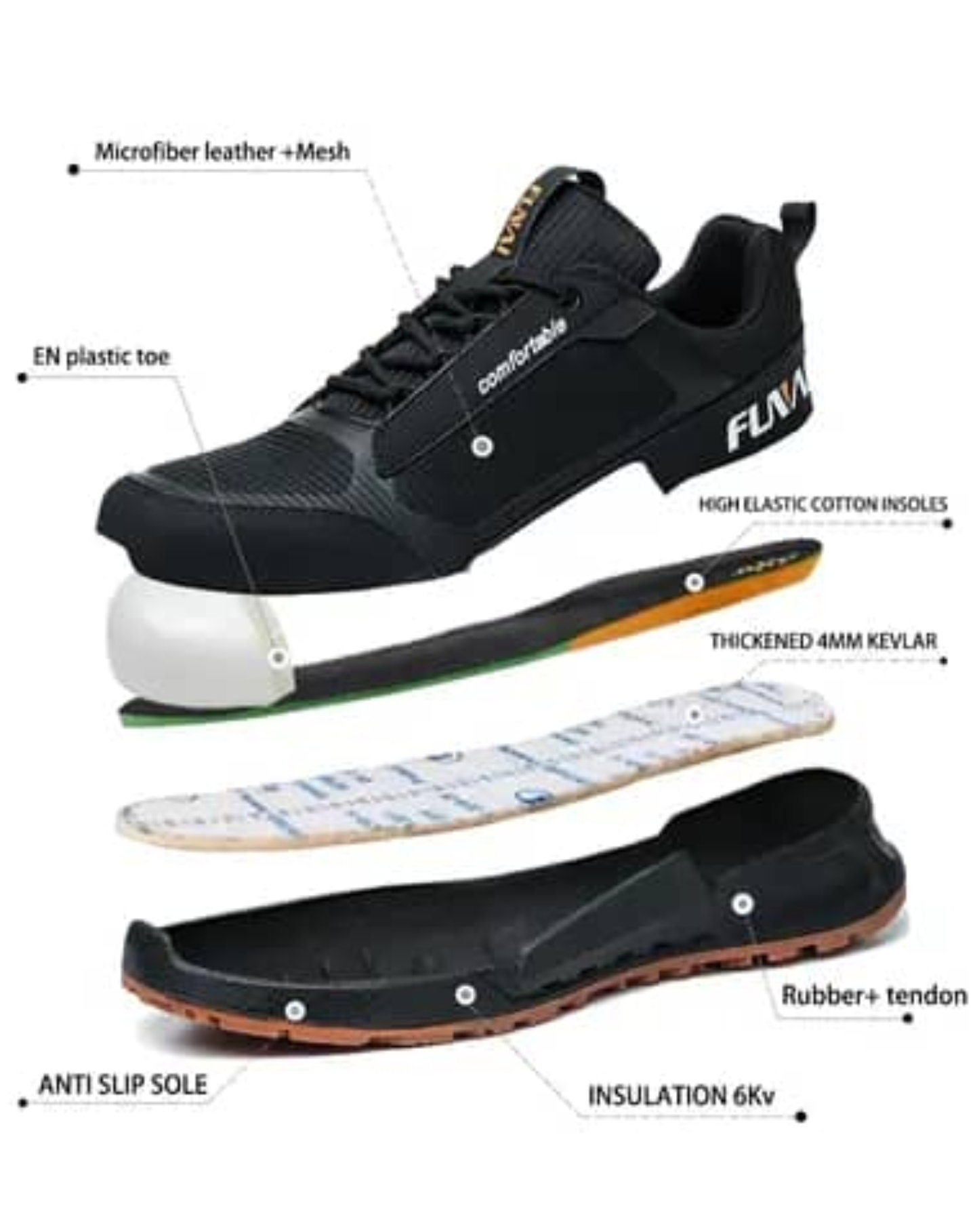 Sneaker safety Shoes with Fiberglass Toe Cap (FN)_4