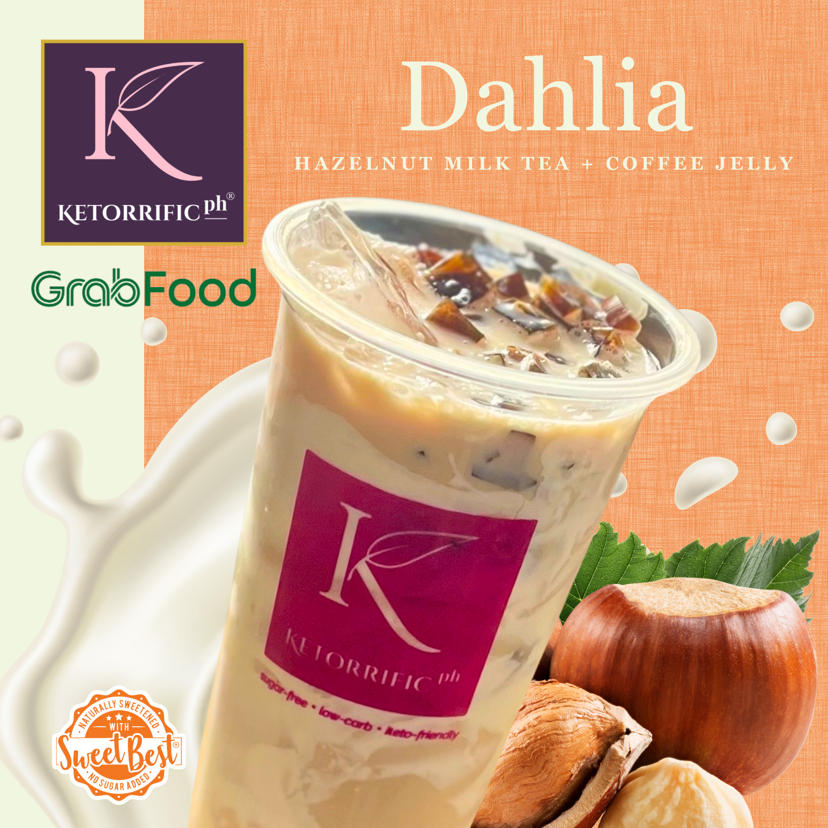Dahlia's Hazelnut Milk Tea with Boba Sinkers (22 oz.)_0