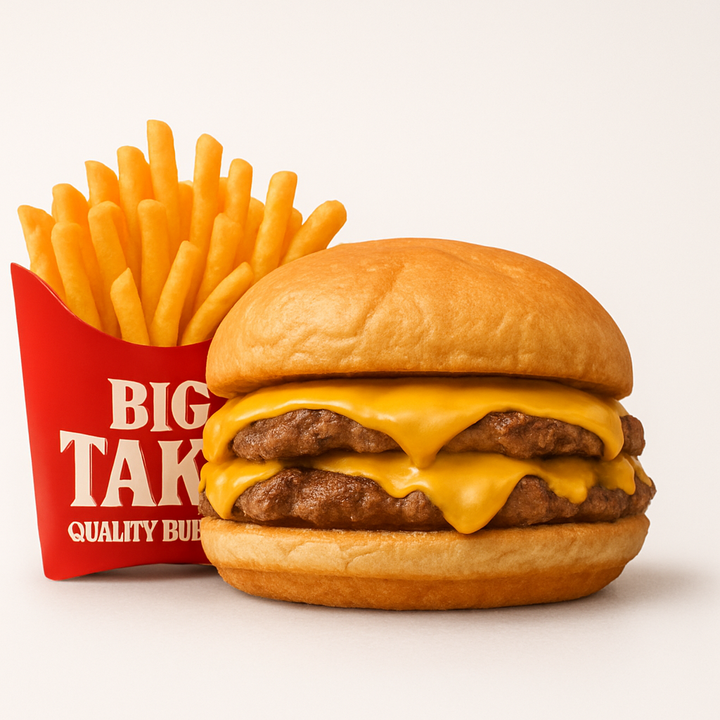 Cheese Burger + Papas Fritas