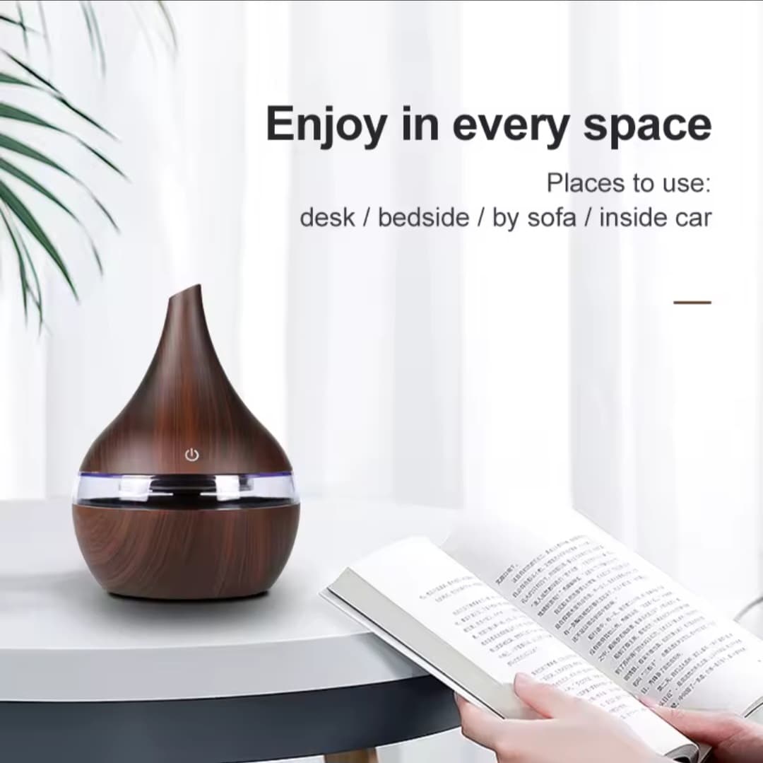 Ultrasonic Essential Oil Diffuser & Air Humidifier – Wood Grain Edition_0