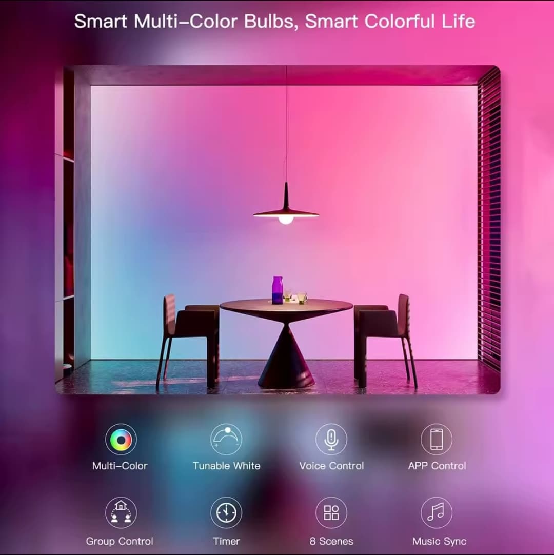 Smart LED Bulb | A19 E26 | 2.4GHz | App & Bluetooth Control | Color Changing | Music Sync_1