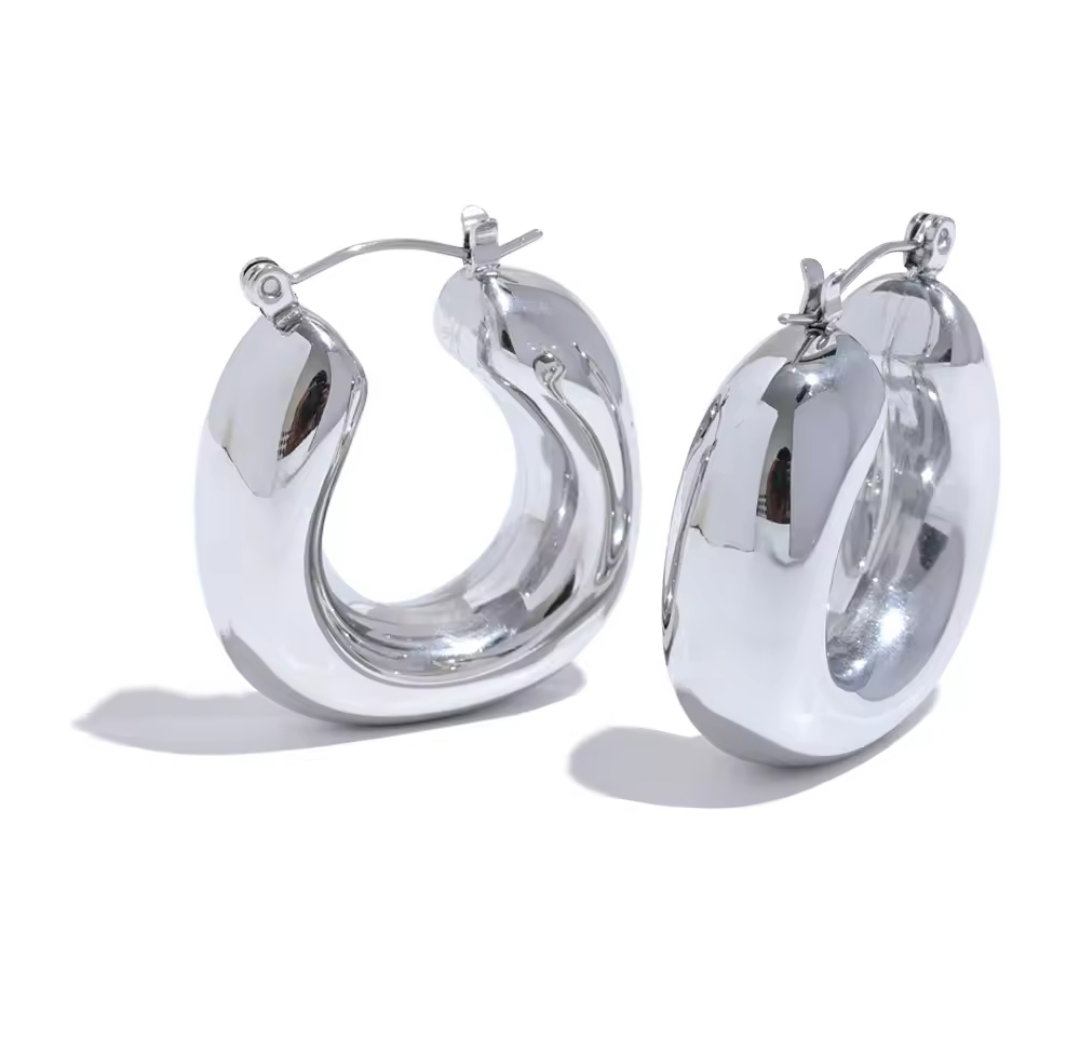 Badu Chunky Hoops - Silver_0