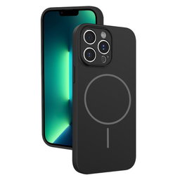 For iPhone 13 Pro Max Thin Circle MagSafe Fine Hole Liquid Silicone Phone Case(Black)