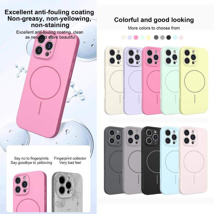 For iPhone 13 Pro Max Thin Circle MagSafe Fine Hole Liquid Silicone Phone Case(Black)_2