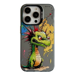 For iPhone 15 Pro Max Animal Pattern Oil Painting Series PC + TPU Phone Case(Dragon)