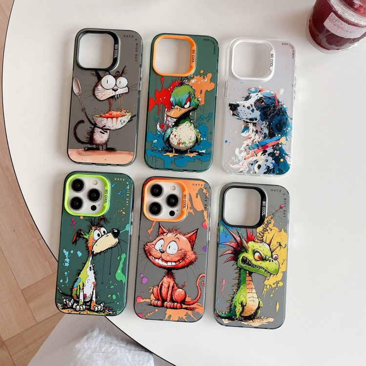 For iPhone 15 Pro Max Animal Pattern Oil Painting Series PC + TPU Phone Case(Dragon)_2