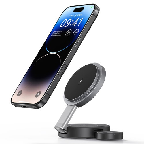 USAMS CD234 Folding 3-in-1 Magnetic Wireless Fast Charger(Gun Color)