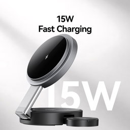 USAMS CD234 Folding 3-in-1 Magnetic Wireless Fast Charger(Gun Color)