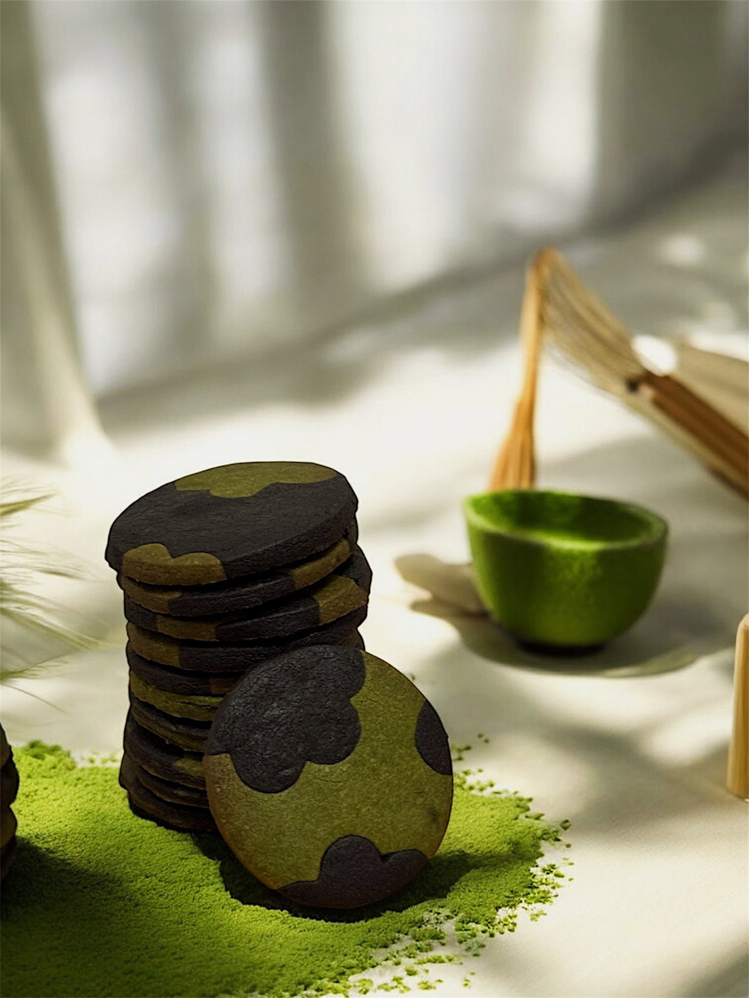 matcha hojicha stamp cookies_0