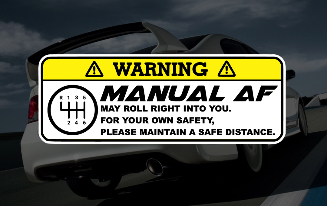 Funny Manual Transmission Car Decal β βManual AFβ β Stick Shift JDM Bumper Sticker β Weatherproof Vinyl β Gift for Car Enthusiasts