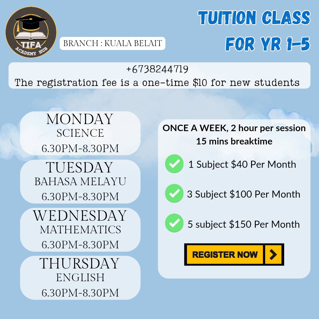 Year 1-5 Tuition Fee Per Month