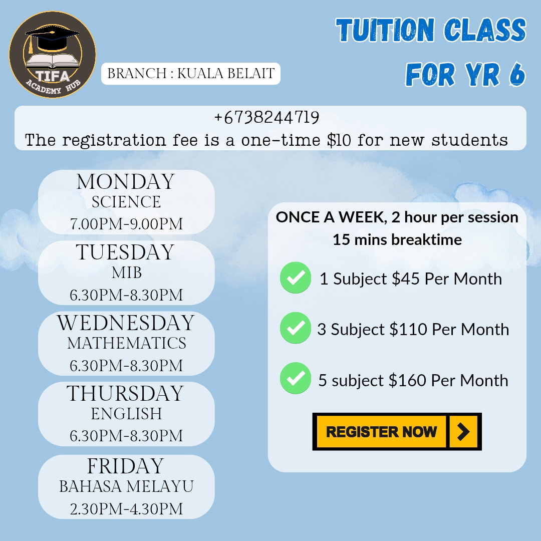 Year 6 Tuition Fee Per Month