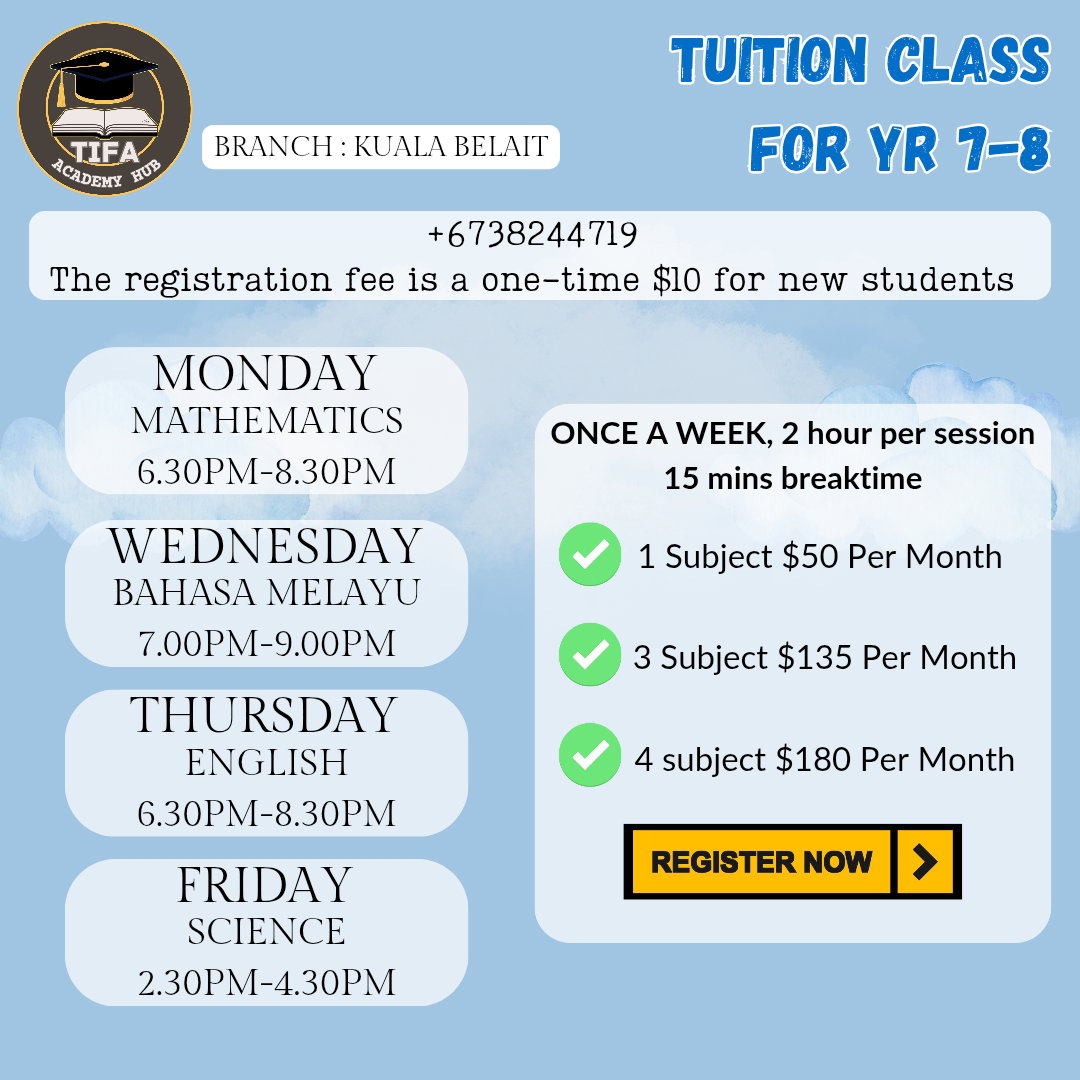 Year 7-8 Tuition Fee Per Month