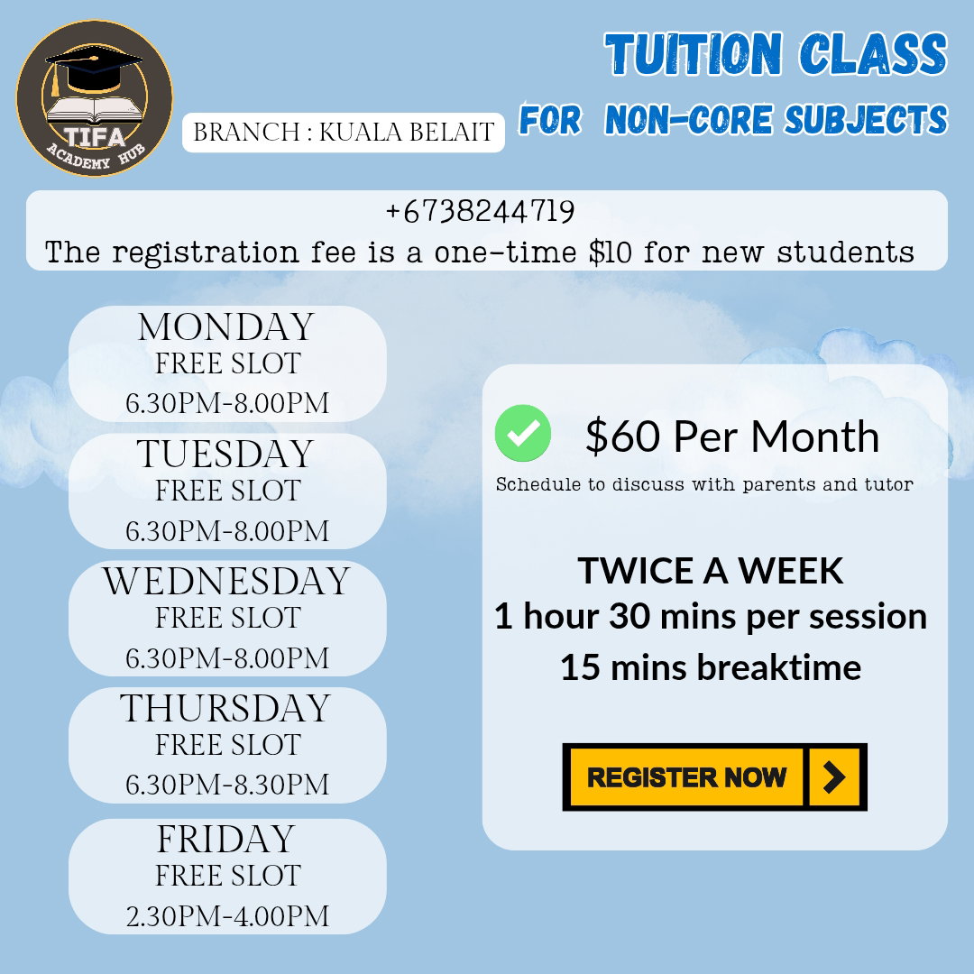 Non-core Subject Tuition Fee Per Month
