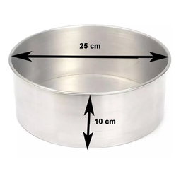 Forma  artesanal de  Alúminio Formato Cilindrico para Bolo de Base x Altura