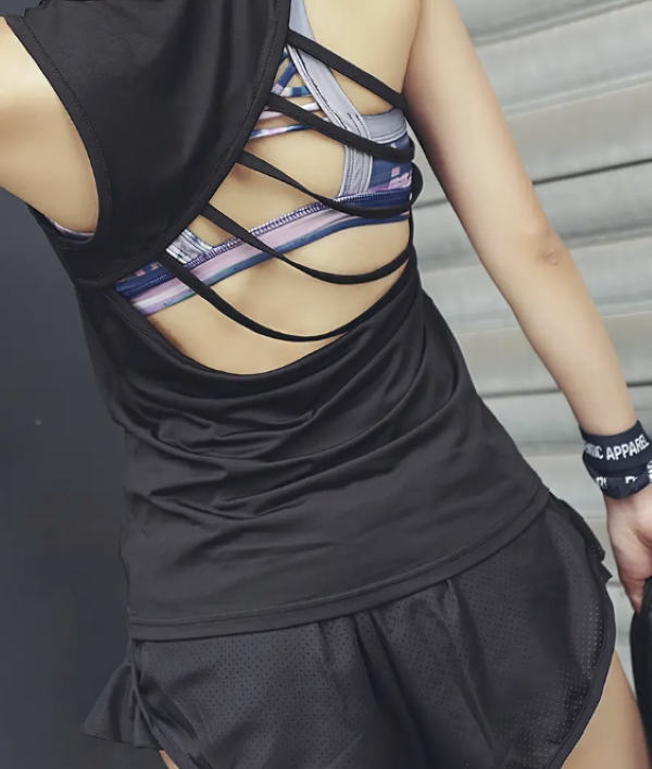 Cut Out Back Fitness Sports Tank Top - Size SMALL_2