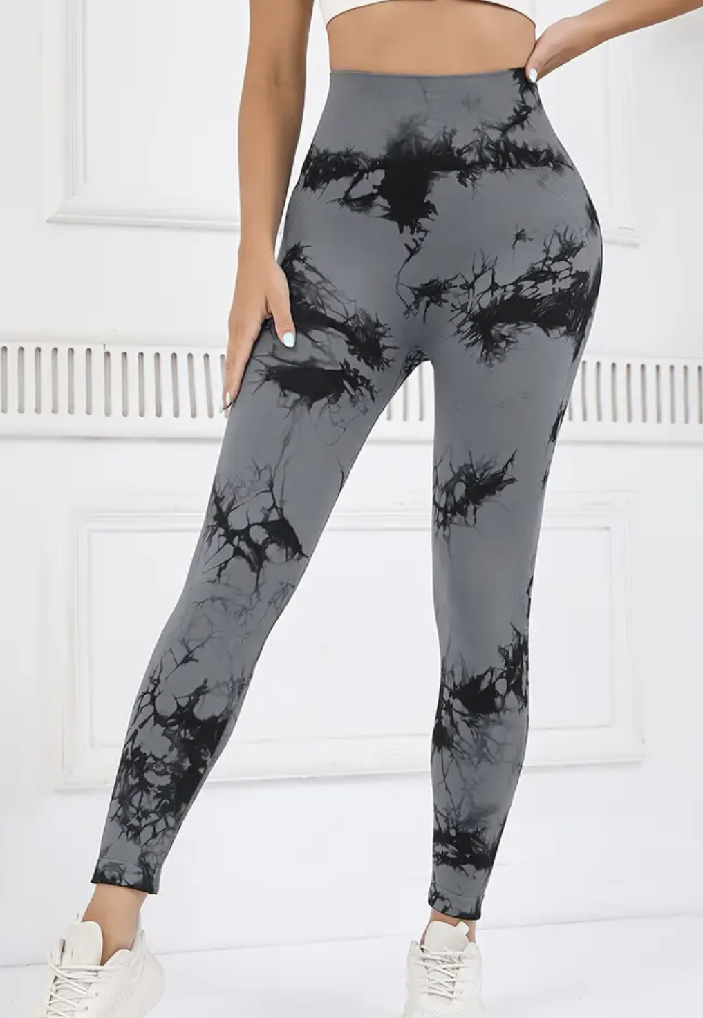 High Waisted Tie-Dye Print Athletic Leggings - size MEDIUM_2