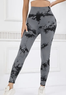 High Waisted Tie-Dye Print Athletic Leggings - size MEDIUM