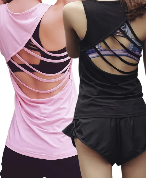 Cut Out Back Fitness Sports Tank Top - Size MEDIUM