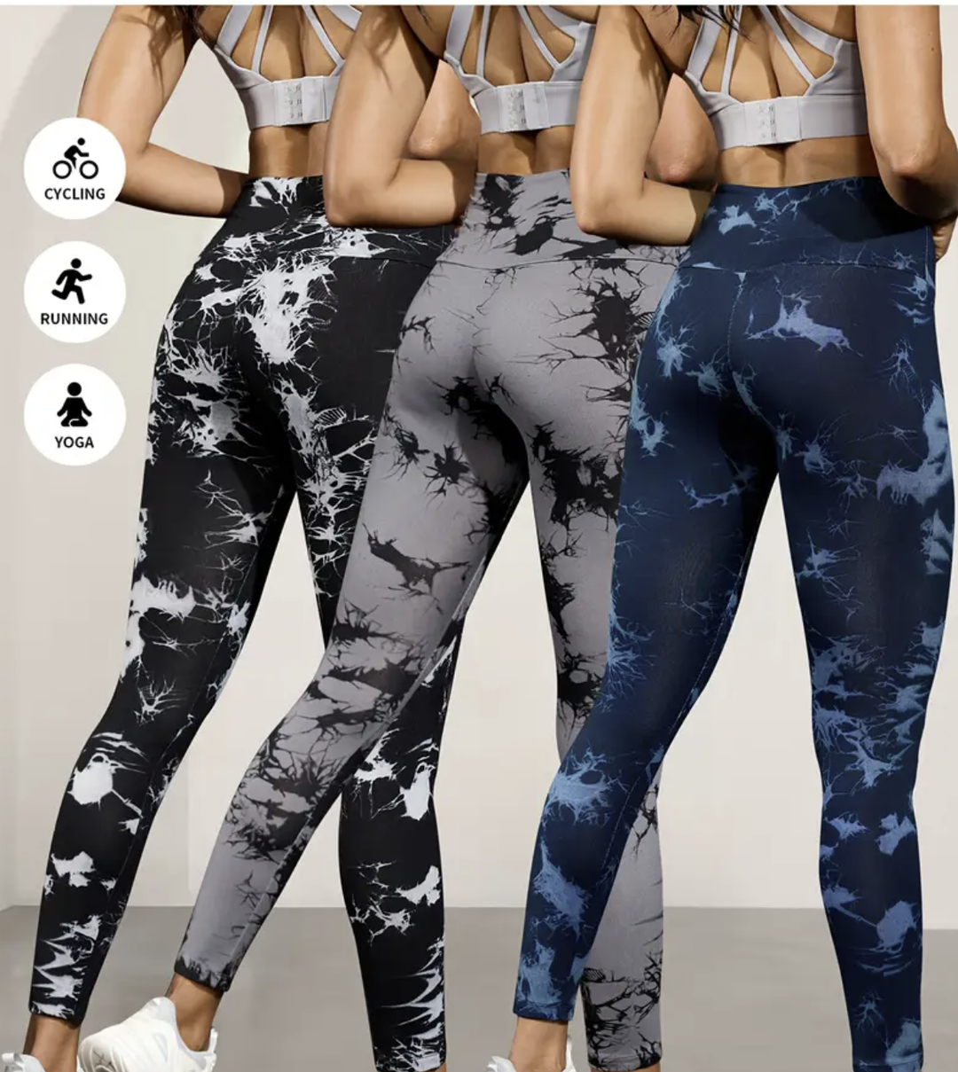 High Waisted Tie-Dye Print Athletic Leggings - size LARGE