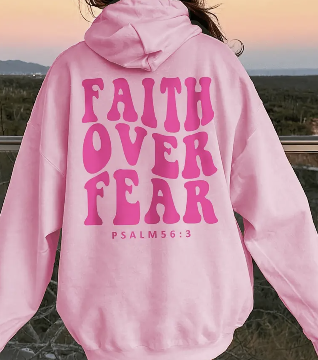 Faith Over Fear Print Kangaroo Pocket Hoodie