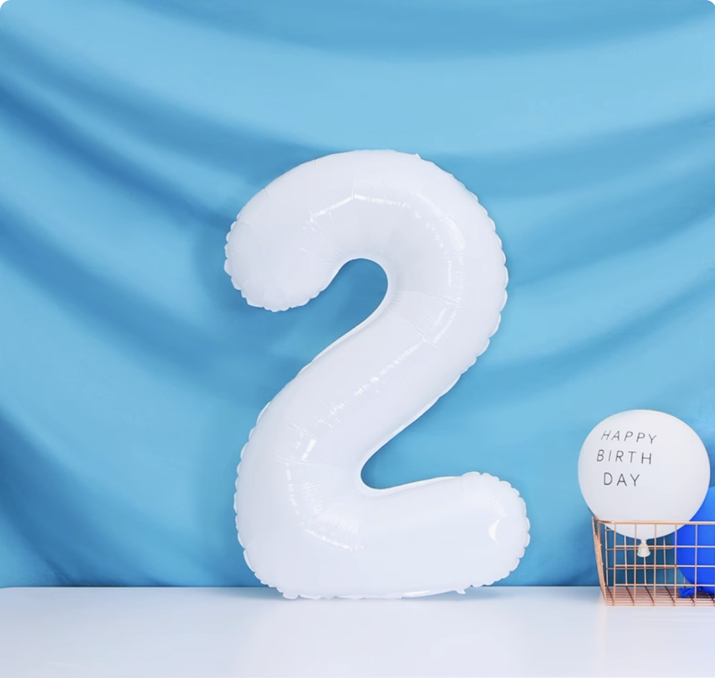40" White Foil Number Balloon