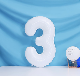 40" White Foil Number Balloon
