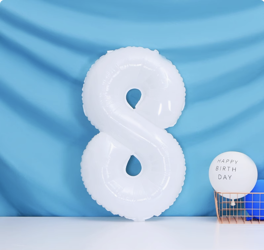 40" White Foil Number Balloon_6