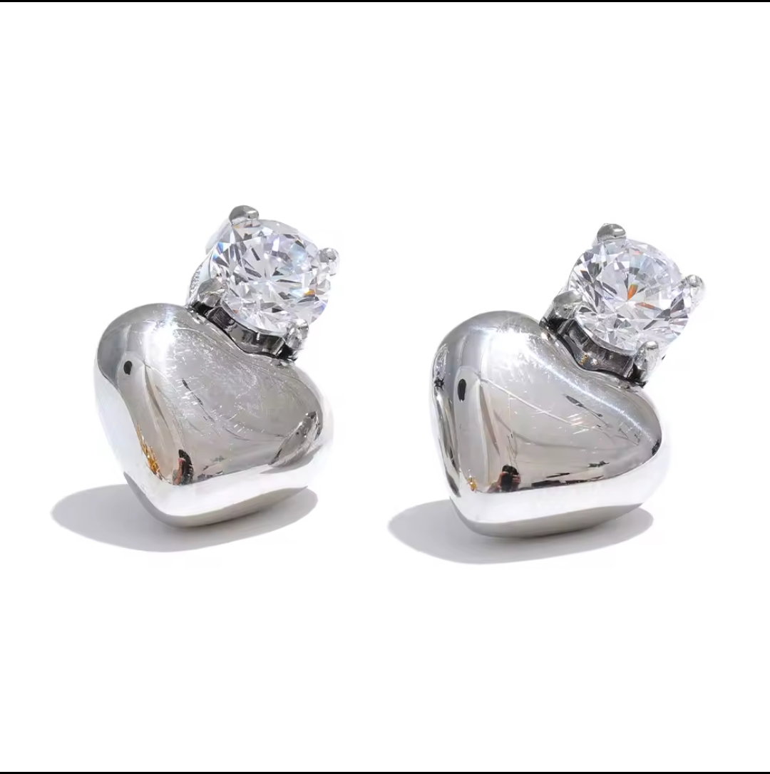Diamond Heart Stud - Silver_0