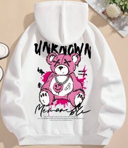 Women's Cute Cartoon Bear Printed Hoodie 