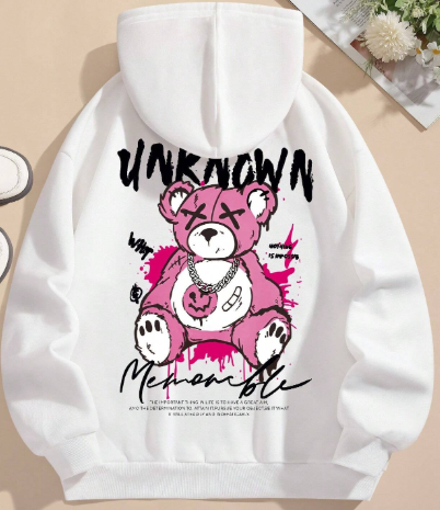 Women's Cute Cartoon Bear Printed Hoodie