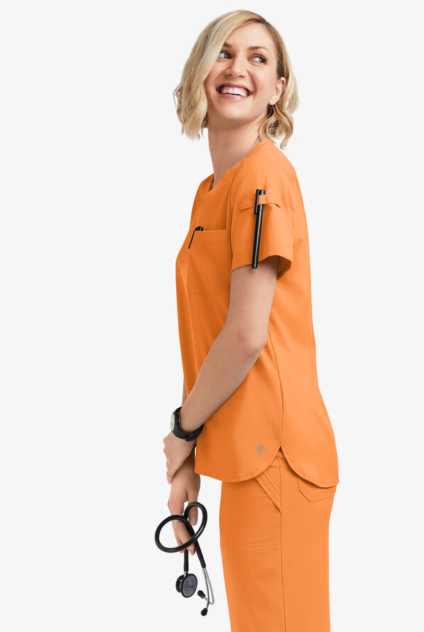 Apricot Crush Easy Stretch Scrub Top_2