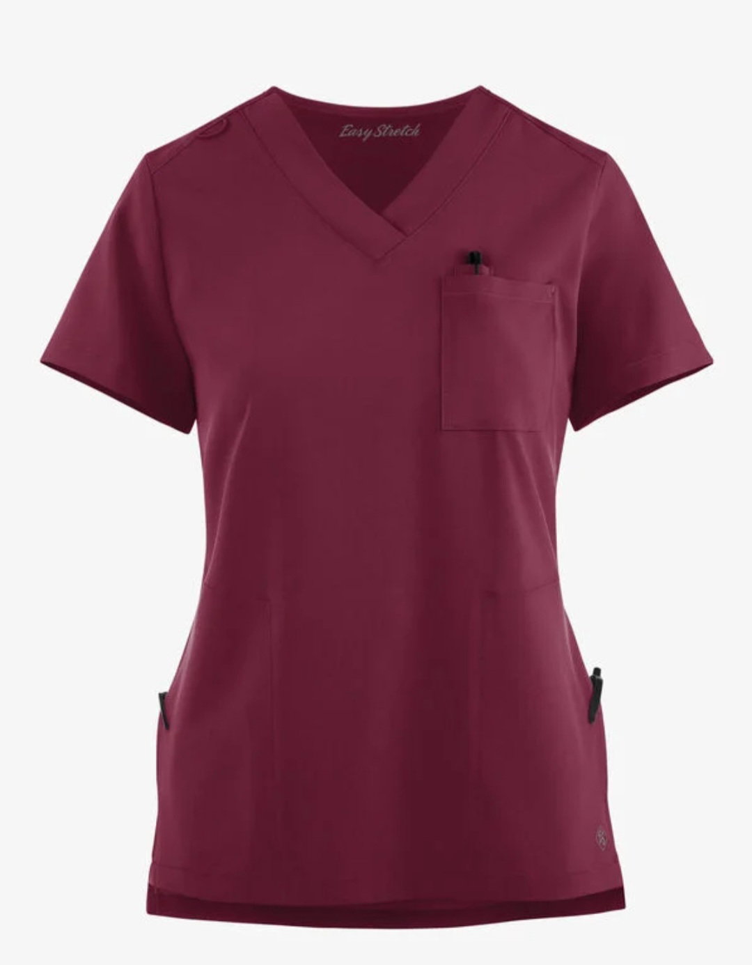 Wine/Burgandy Easy Stretch 3 Pocket Scrub Top_2