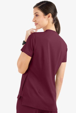 Wine/Burgandy Easy Stretch 3 Pocket Scrub Top