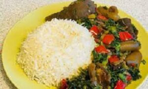 Riz sauce feuillle gboma avec césame - MAQUIS LE YAO