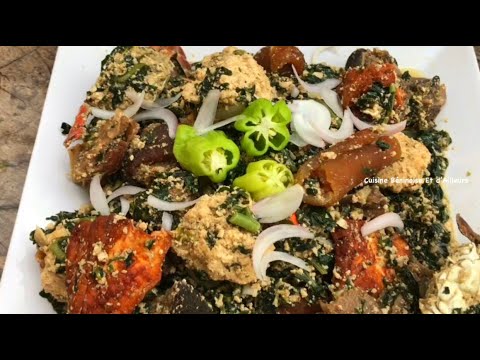 Pâte blanche avec sauce feuille (gboma avec césame) - MAQUIS LE YAO _0