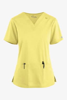 Lemon Butter-Soft Stretch 4 Pocket V-Neck Top